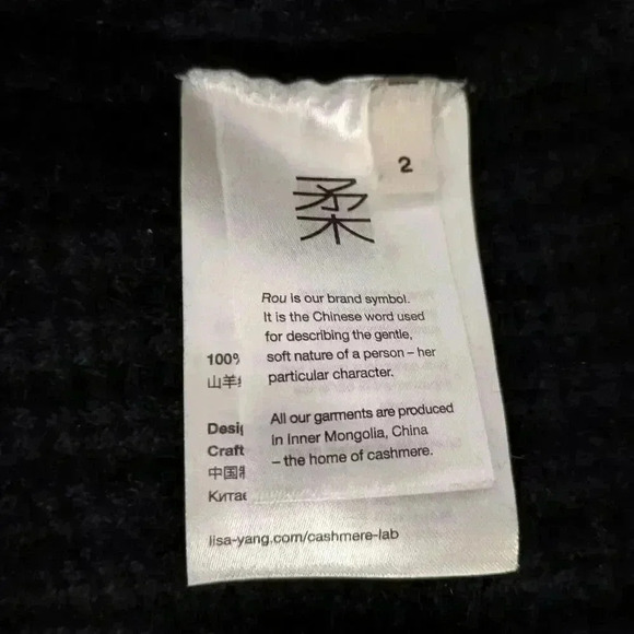 Lisa Yang Margit 100% Cashmere Sweater One Shoulder Ribbed Black Women's 2 - Picture 5 of 6